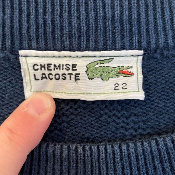 Lacoste Chemise Mens Vintage 90s Alligator Logo Tennis Sweater Sz XL Blue FA EXC - Picture 4 of 10
